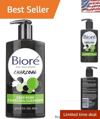 Effortless Deep Cleansing with Charcoal: Daily Face Wash for Oily Skin, 6.77 Oz