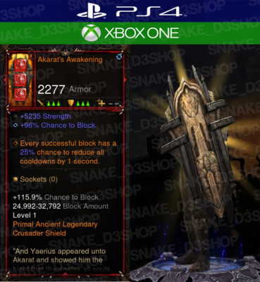 Diablo 3 - PS4 - Xbox One - PRIMAL Modded Shields for Crusader - 7x Bundle #1