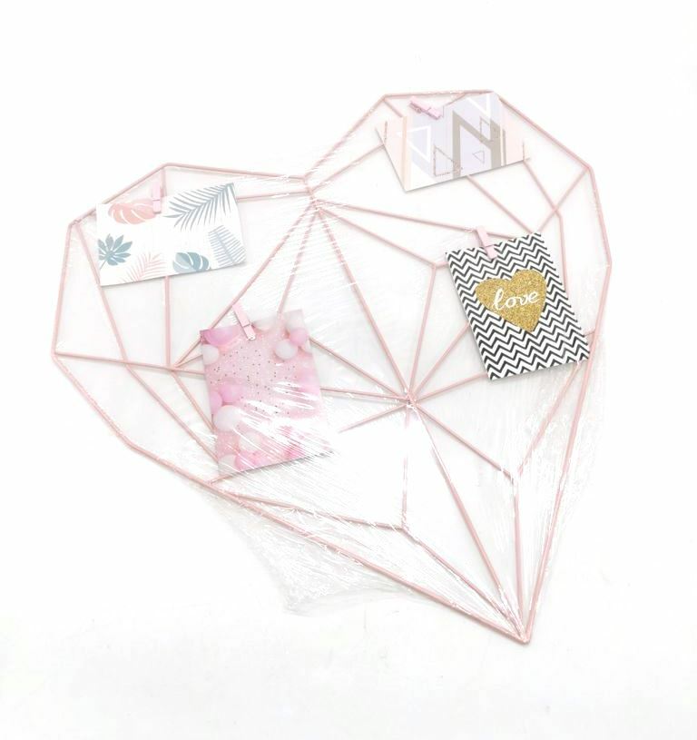 Cornice Fotografie Foto Portafoto A Forma Cuore 70x70cm Metallo Rosa bal