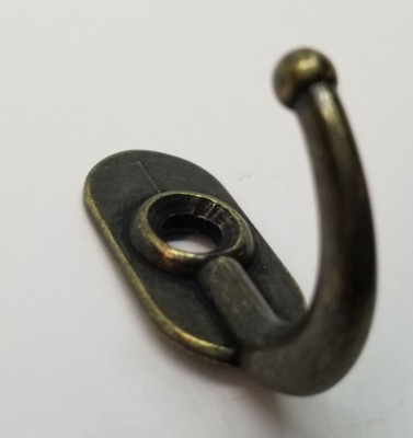 1.25" ANTIQUE BRASS Small Jewelry Hook Front Mount Single shirt jacket hat TINY