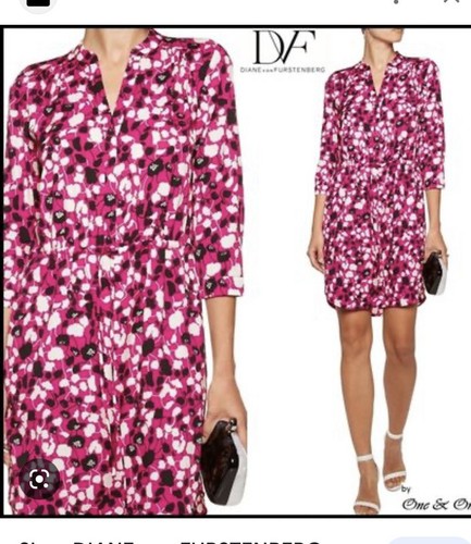 DVF Diane von Furstenberg Sz 2 Poppy Floral Print Stretch Silk Freya Shirt Dress eBay