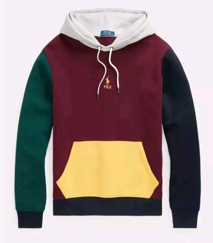 Polo Ralph Lauren Color Block Double Knit Hoodie, Harvard Wine