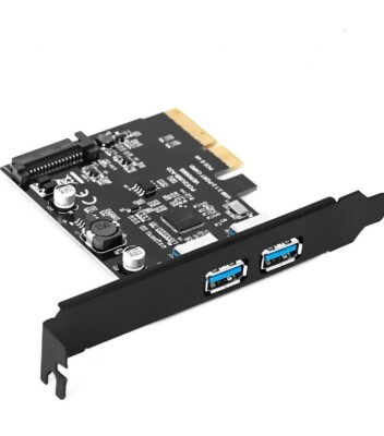 PCI-E 4X to USB 3.1 Gen 2 (10 Gbps) 2-Port Type A Expansion Card Asmedia...
