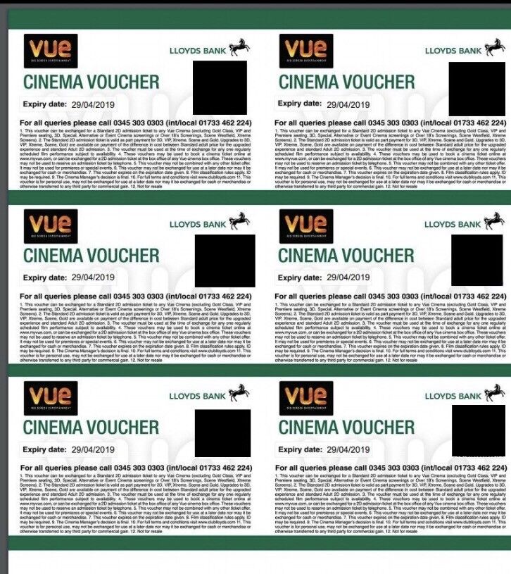Vue Cinema Ticket 6 Available In Caterham Surrey Gumtree