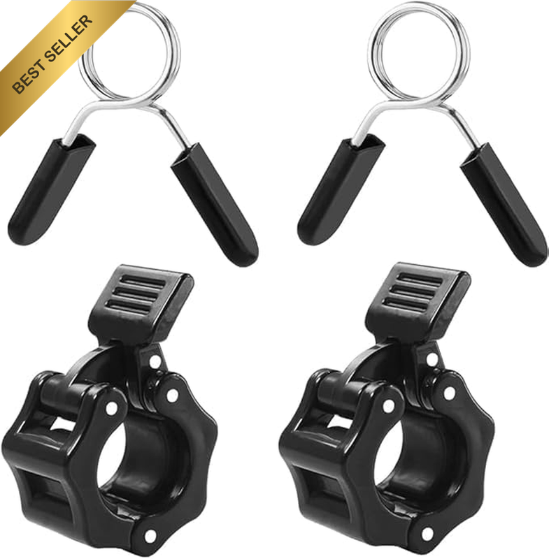 2 Set Barbell Lock Collars Metal & ABS Clips for 2.8Cm Standard Weight Bars | Se