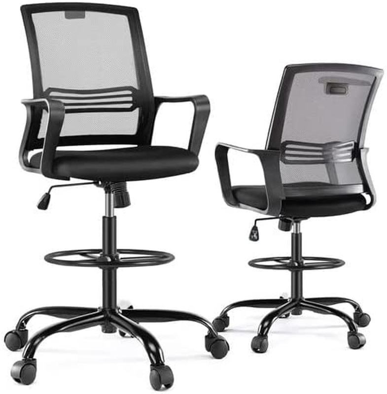 , Tall Office Chair With Adjustable Foot Ring, Standing Desk