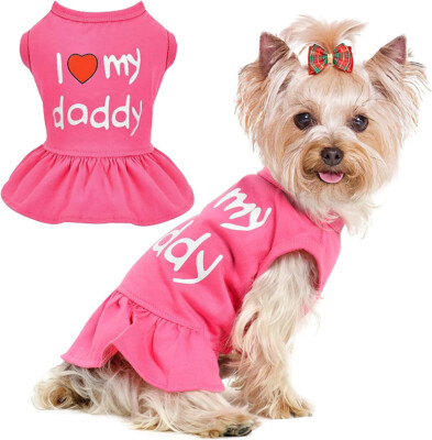Dog Dress I Love My Daddy & Mommy Vest Apparel Puppy Clothes for Small Dogs US