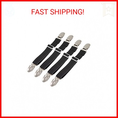 BetyBedy 4Pcs Adjustable Bed Sheet Fasteners Suspenders, Elastic Sheet Band Stra