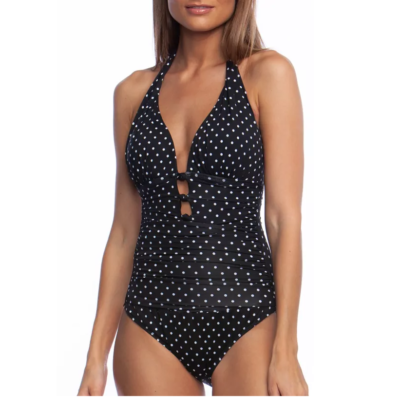 Lauren Ralph Lauren One Piece Polka Dot Halter Swimsuit Women s Size 14 1090