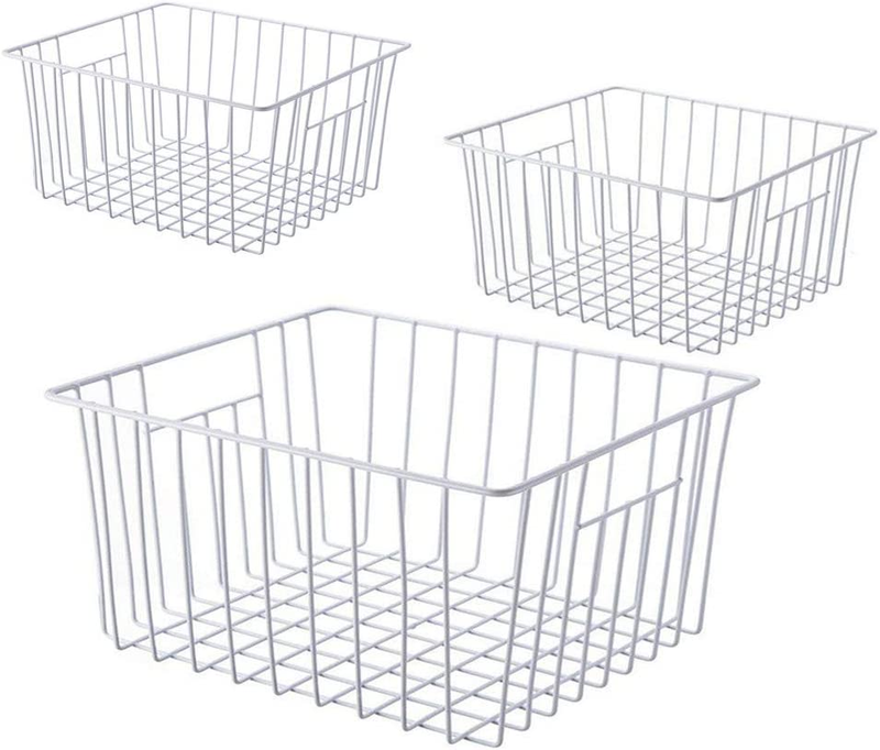 Freezer Bins 3Pcs for Upright Freezer Organizer Wire Storage Bins Standup Fridge