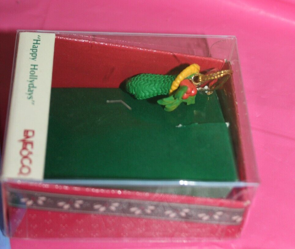 Enesco Miniature Happy Hollydays Vintage 1989 Holiday Christmas Ornament In Box