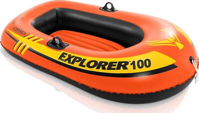 INTEX Explorer Inflatable Boat Series: Dual Air Chambers Welded Oar Locks Grab