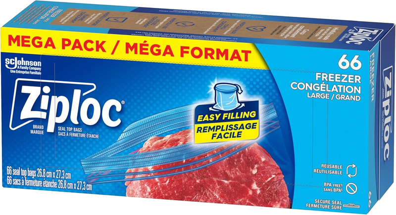 Freezer Bags with New Stay Open Design, Large, 66 Count