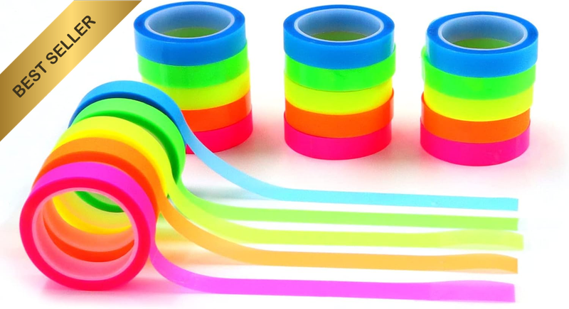 20 Rolls Transparent Writable Highlighter Tape, Removable Thin Sticky Notes, 5 B