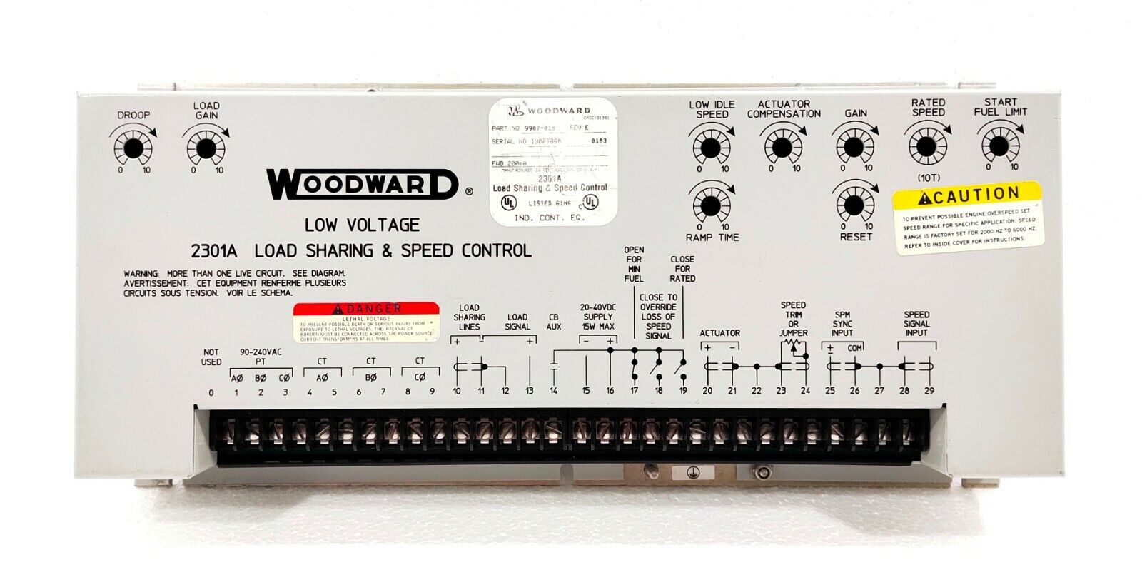 WOODWARD LOW VOLTAGE 2301A LOAD SHARING AND SPEED CONTROL WOODWARD LOW VOLTAGE 2301A LOAD SHARING AND SPEED CONTROL