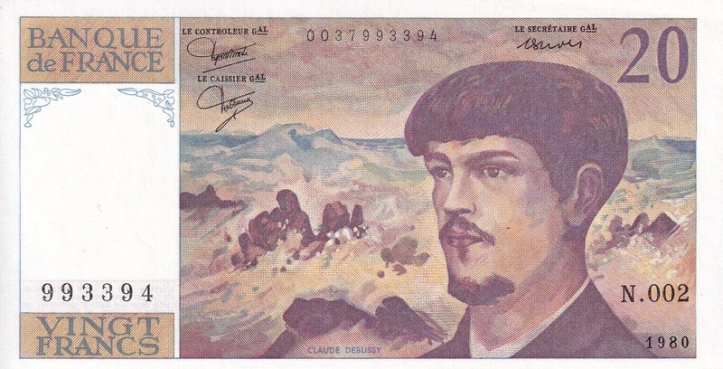 20 Francs - Debussy - 1980 - SÃ©Rie N.002 - F.66.01