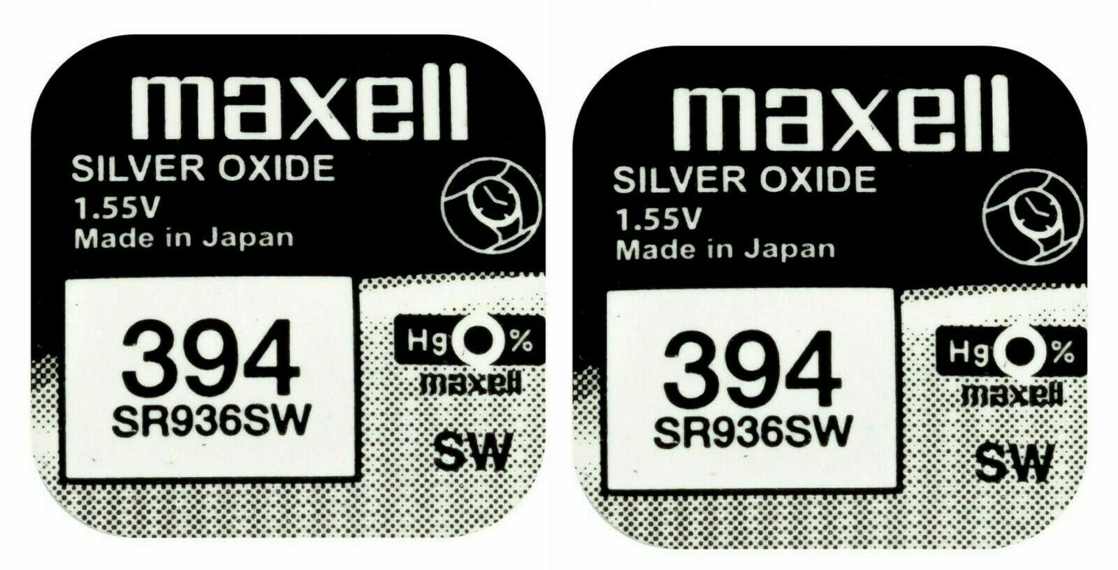 2 x Maxell 394 Pila Batteria Orologio Mercury Free Silver Oxide SR936SW 1.55V_main_foto