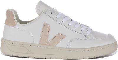 Pre-owned Veja V-12 Leather Sable Suede Lightweight Womens Sneakers White Beige Us 5 - 11