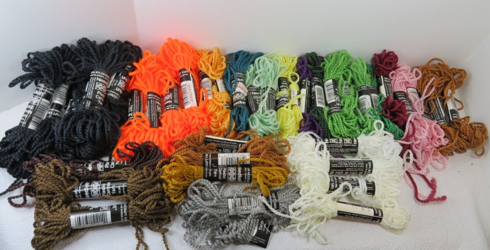 Lot of 40+ New Used Needlecroft Plastic Canvas Yarn 10 yds Nylon