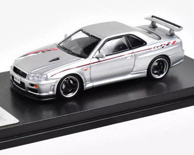 MC 1:64 Silver JDM SKYLINE GTR R34 V-SPEC Sports Model Diecast Metal Car 