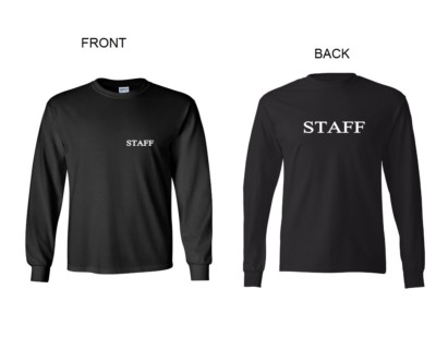 STAFF Front & Back Restaurant Kitchen Cook Chef Club Black Long Sleeve T-Shirt