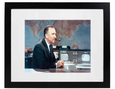 WALTER CRONKITE CBS News Anchor Smoking a Pipe Matted & Framed Picture Photo