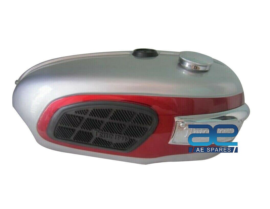 For Triumph Trophy TR25W Silver & Red Painted Petrol Tank 250CC 1969-71 +Cap 