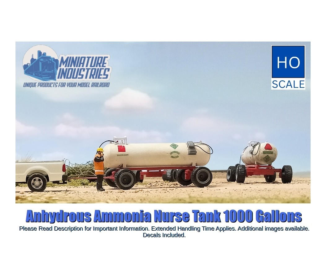 HO Scale 1000 Gal. Anhydrous Ammonia Tank Kit Set of 2 for Grain Elevator  1:87