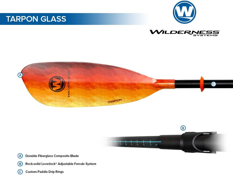 Tarpon Kayak Paddle for Recreation/Touring | Fiberglass or Carbon Fiber Blades |