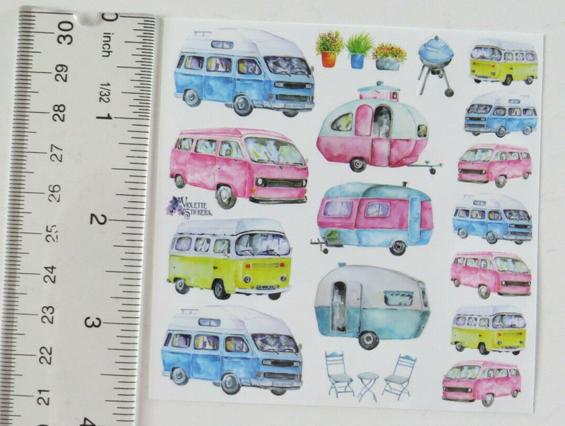 Violette Stickers - CAMPERVANS - 4x4 Square Sheet of Campers