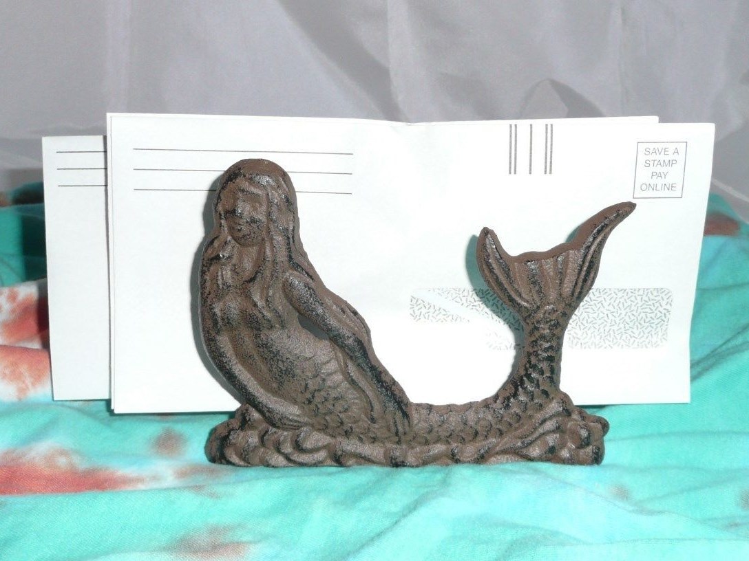 Cast Iron Tropical Mermaid Napkin/Letter/Towel Holder~Nautical~Beach Decor~New