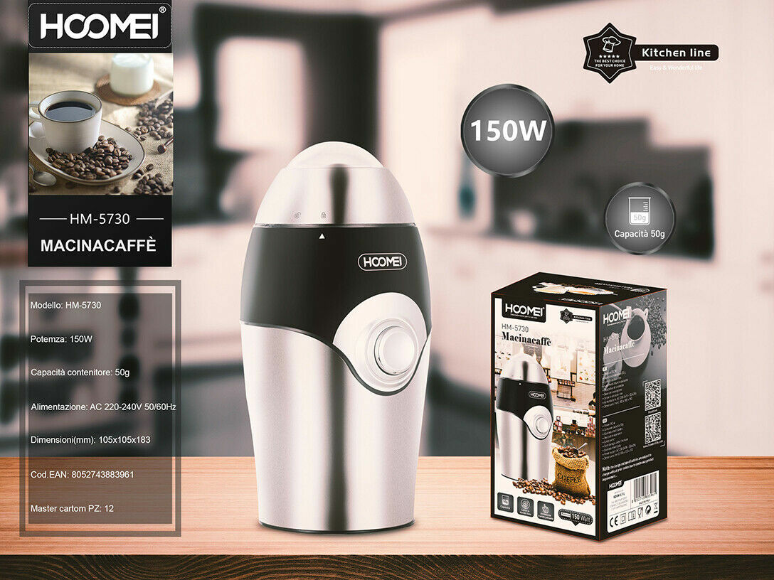 Macinacaffe' Serbatoio 50gr 150w Trita Caffe' Espresso A Casa Hoomei Hm-5730