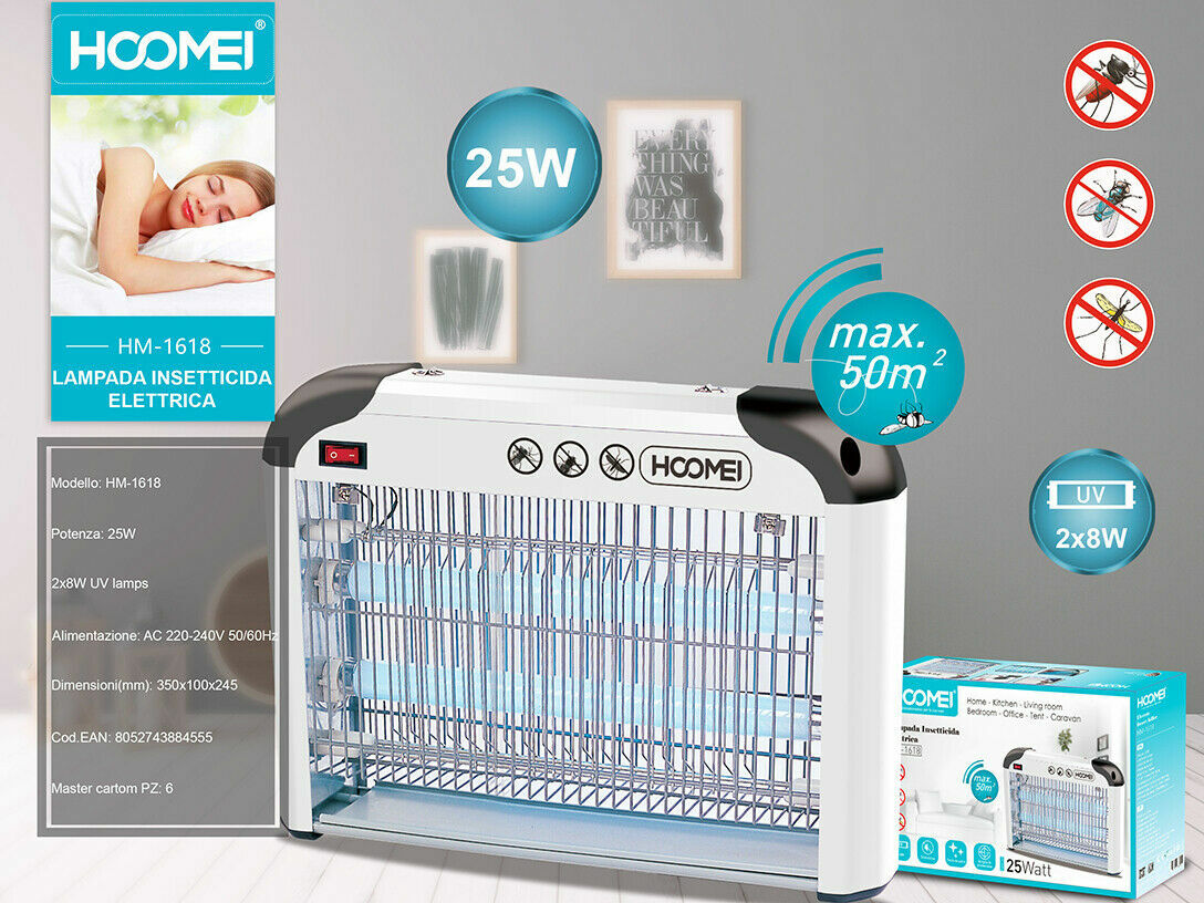 Lampada Elettrica Insetticida Anti Mosche Zanzare Insetti Uv 25w Hoomei Hm-1618