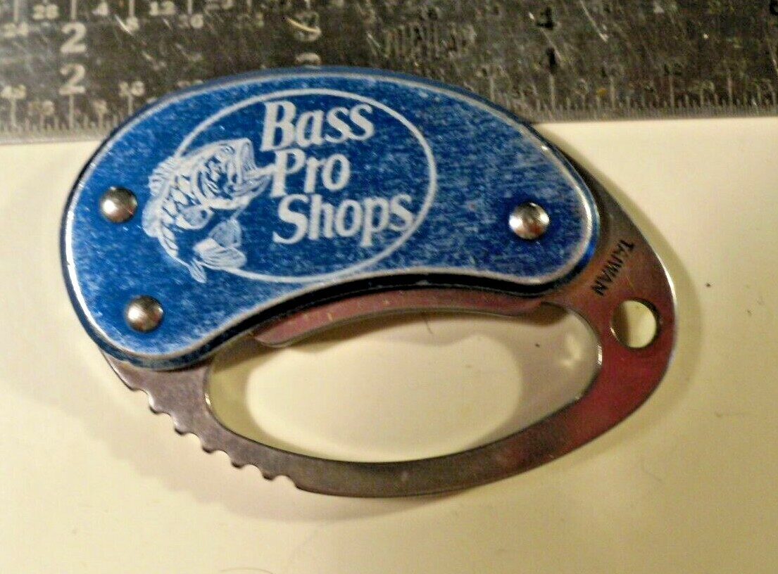 BUCK 759 KEYCHAIN KNIFE BOTTLE OPENER BASS PRO SHOPS LINERLOCK ROUND BLUE