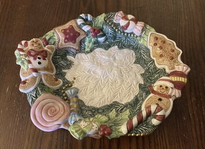 Fitz & Floyd Classics Christmas Bowl Dish Gingerbread Candy Cane 11 1/4''