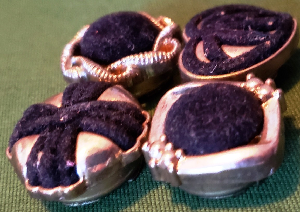 Unique Lot Set of 4 Brass Tone Round Button Covers