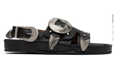 toga pulla sandals Size 38 NIB Black Silver Accents