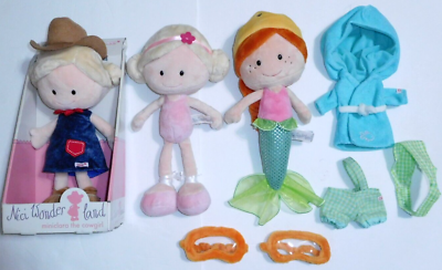 (new) NICI WONDERLAND COUNTRY COWGIRL + BALLERINA * MERMAID soft plush doll LOT
