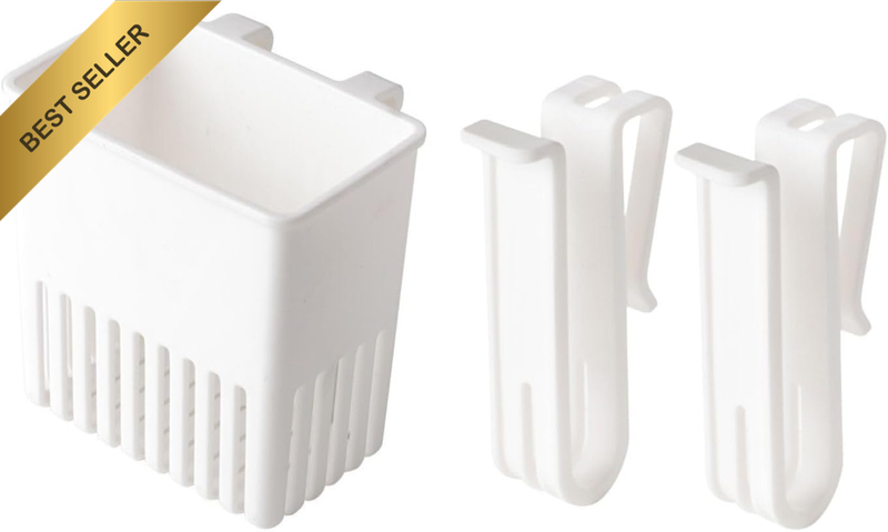 White Dish Rack, Hanging Drying Rack with 2 Cup Hooks, Quick Drainage, Practical