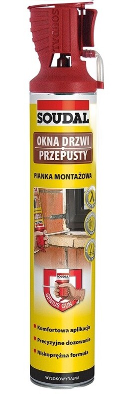 Soudal Mousse De Construction Genius Pistolet Avec Applicateur Montage 770 Ml