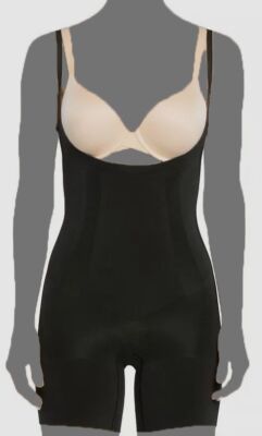 Spanx Women's Black OnCore Open-Bust Mid-Thigh Bodysuit Shapewear Size L