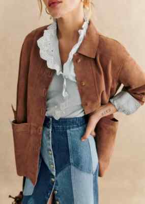 Suede Shirt Jacket for Women Brown Size XS S M L XL XXL 3XL Custom Made