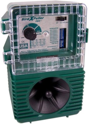 Bird-X BirdXPeller Pro Electronic Bird Preventer Version 2, Sonic Bird Decoy