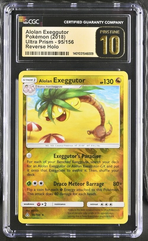 Pokemon Alolan Exeggutor 95/156 Reverse Holo Ultra Prism CGC 10