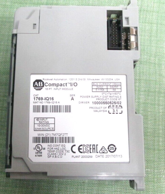 Allen Bradley 1769-IQ16 A CompactLogix 16 Pt 24VDC D/I Module