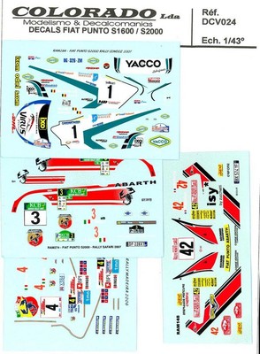 LOT DECALS 1/43 FIAT PUNTO S1600 / S2000 COLORADO DCV024