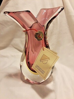 Pristine Vintage Murano Art Deco Hand Blown Sommerso Art Glass Vase-Flavio Poli