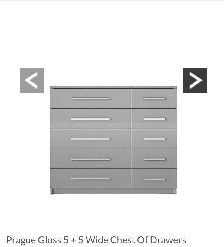 Prague Gloss 5 5 Wide Chest Of Drawers Brand New Flat Pack