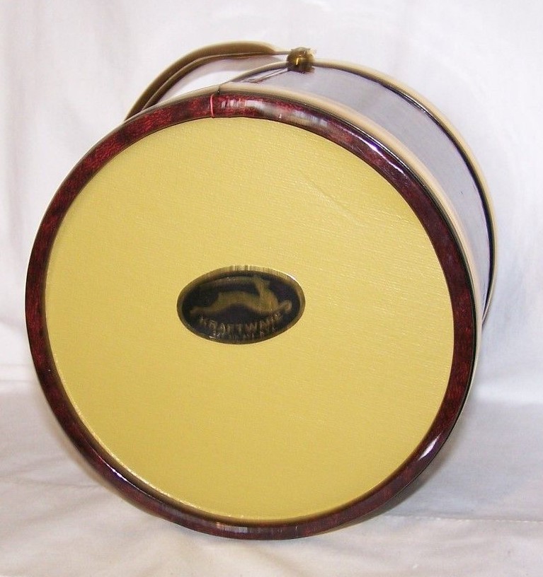 Vintage Kraftware Leatherette Ice Bucket Gold Tone Trim Excellent Marked
