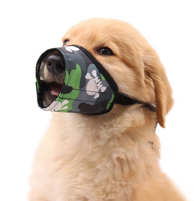 Dog Muzzle, Soft Sided Training Grooming No Anti Bite Chew, Green Skull  XS S M - Picture 1 of 5
